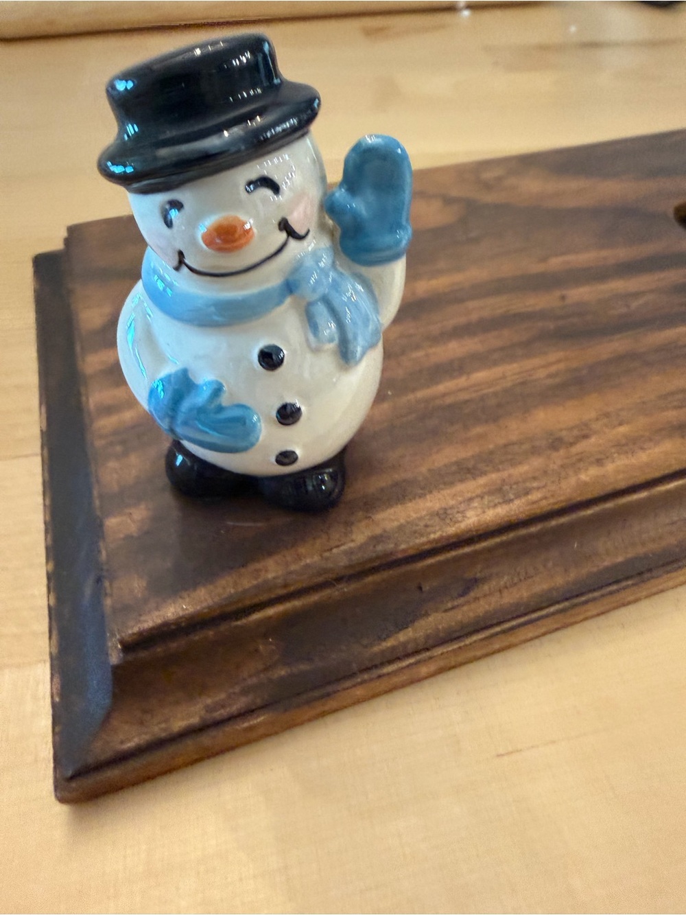 Nora Fleming Blue & White Waving Snowman mini